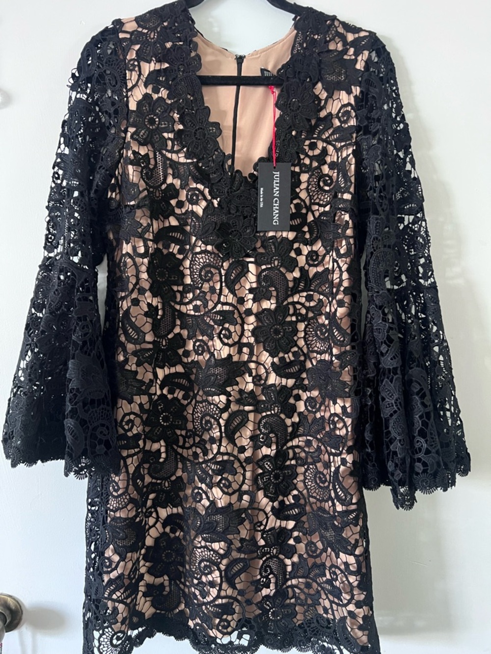 Black Lace Overlay Cocktail Dress